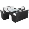 Image de vidaXL Canapés d'Extérieur 5 pcs Résine Tressée Noir et Blanc Crème Mobilier 43972