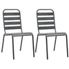 Image de Lot de 2 chaise vidaxl exterieur empilable non pliable H. 84 cm en acier gris