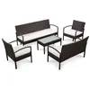 Image de Ensembles de chaises. canapes et tables de jardin vidaxl resine tressee beige 4 personnes 58 x 155 x 72 5 pieces