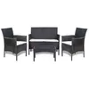 Image de Ensembles canapes. fauteuils et tables de jardin vidaxl polyethylene 4 personnes noir 58 x 105 x 84 cm 4 pieces