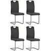 Image de Lot de 4 chaise vidaxl en acier non pliable interieur H. 100 cm gris
