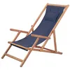 Image de Chaise pliable de plage Tissu et cadre en bois Bleu