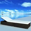 Image de Chaise longue vidaxl beige H. 31 cm L. 195 cm en resine tressee non empilable non pliable