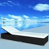 Image de Chaise longue vidaxl en resine tressee noir L. 195 cm H. 31 cm non empilable non pliable