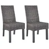 Image de vidaXL 2x Chaise de Salle à Manger Rotin Kubu Bois de Manguier Dîner Cuisine