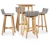 Image de Ensemble d'extérieur en bois - Marron / gris - 60 x 60 x 105 cm