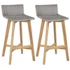 Image de Lot de 2 chaise de bar vidaxl H. 90 cm non pliable exterieur en bois massif gris