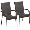 Image de Chaises empilables d extérieur lot de 2 Résine tressée Marron