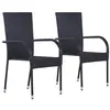 Image de Chaises empilables d extérieur lot de 2 Résine tressée Noir