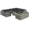 Image de Salon de jardin 10 pcs avec coussins Résine tressée Gris
