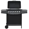 Image de vidaXL Barbecue au Gaz 6 Zones de Cuisson Acier Noir Cuisine Jardin Terrasse 44282
