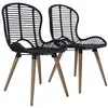 Image de Lot de 2 chaise vidaxl en rotin non pliable H. 85 cm interieur noir