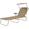Image de Chaise longue vidaxl H. 27 cm marron L. 58 cm en acier pliable
