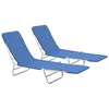 Image de vidaXL Chaises longues pliables lot de 2 Acier et tissu Bleu44299
