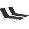 Image de Chaises longues pliables lot de 2 Acier et tissu Noir