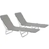 Image de Chaises longues pliables lot de 2 Acier et tissu Gris