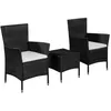 Image de Salon de jardin Vidaxl resine tressee noir 3 pieces 2 personnes