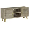 Image de vidaXL Tv-meubel 110x30x48 cm massief mangohout met messing grijs246681