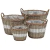 Image de vidaXL Lits surélevés 4 pcs Osier avec doublure en PE