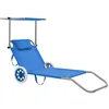 Image de Chaise longue vidaxl L. 63 cm H. 55 cm bleu en acier non empilable pliable