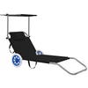 Image de Chaise longue vidaxl en acier L. 63 cm noir H. 55 cm non empilable pliable