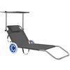 Image de Chaise longue vidaxl H. 55 cm en acier L. 63 cm gris non empilable pliable