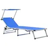 Image de Lot de 1 chaise longue GENERIQUE en acier H. 25.5 cm bleu L. 186 cm non empilable pliable