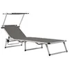 Image de Chaise longue vidaxl gris H. 25.5 cm L. 186 cm en aluminium non empilable pliable