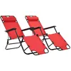 Image de vidaXL Chaises longues pliables 2 pcs avec repose-pied Acier Rouge44344