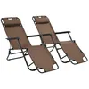Image de Chaises longues pliables 2 pcs avec repose pied Acier Marron