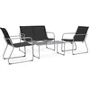 Image de Salon de jardin Vidaxl noir acier 4 pieces 90.0 x 45 x 38 4 personnes
