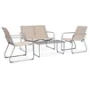 Image de Salon de jardin Vidaxl acier beige 4 pieces 90.0 x 45 x 38 4 personnes