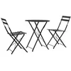 Image de vidaXL Mobilier de bistro 3 pcs Acier Noir