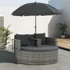 Image de vidaXL Canapé de jardin 2 places avec coussins et parasol Gris