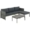 Image de Salon de jardin modulable Vidaxl gris resine tressee 3 personnes 58 x 58 cm 3 pieces