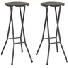 Image de Tabouret de bar pliable lot de 2 PEHD et acier Aspect rotin