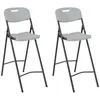 Image de Chaises de bar pliables lot de 2 PEHD et acier Blanc