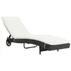 Image de Chaise longue vidaxl noir en resine tressee H. 37 cm L. 199 cm non empilable non pliable