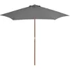 Image de vidaXL Parasol d'Extérieur Mât en Bois 270 cm Anthracite Jardin Plage Terrasse 44515