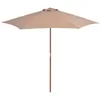 Image de Parasol d extérieur avec mât en bois 270 cm taupe