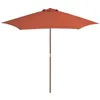 Image de vidaXL Parasol d'Extérieur avec Mât en Bois, Pare-soleil de Patio, Abri de Soleil, Parasol de Plage Jardin Terrasse Balcon, 44518