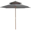 Image de vidaXL Parasol à Deux Étages avec Mât en Bois, Pare-soleil de Patio, Abri de Soleil, Parasol de Plage Jardin Terrasse 44519