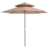Image de vidaXL Parasol à Deux Étages avec Mât en Bois, Pare-soleil de Patio, Abri de Soleil, Parasol de Plage Jardin Terrasse 44520