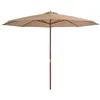 Image de vidaXL Parasol d'Extérieur avec Mât en Bois, Pare-soleil de Patio, Abri de Soleil, Parasol de Plage Jardin Terrasse Balcon, 44530