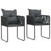 Image de Chaises d extérieur lot de 2 avec oreillers Résine tressée Noir
