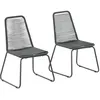 Image de Lot de 2 chaise vidaxl en resine tressee non empilable non pliable exterieur H. 91 cm noir