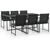 Image de vidaXL Mobilier à dîner de jardin 7pcs et coussins Résine tressée Noir