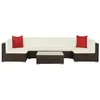 Image de Salon de jardin modulable Vidaxl polyethylene beige 7 pieces x 70 x 54 6 personnes