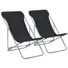 Image de Chaises de plage pliables lot de 2 Acier et tissu oxford Noir