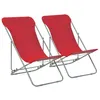 Image de Chaises de plage pliables lot de 2 Acier et tissu oxford Rouge